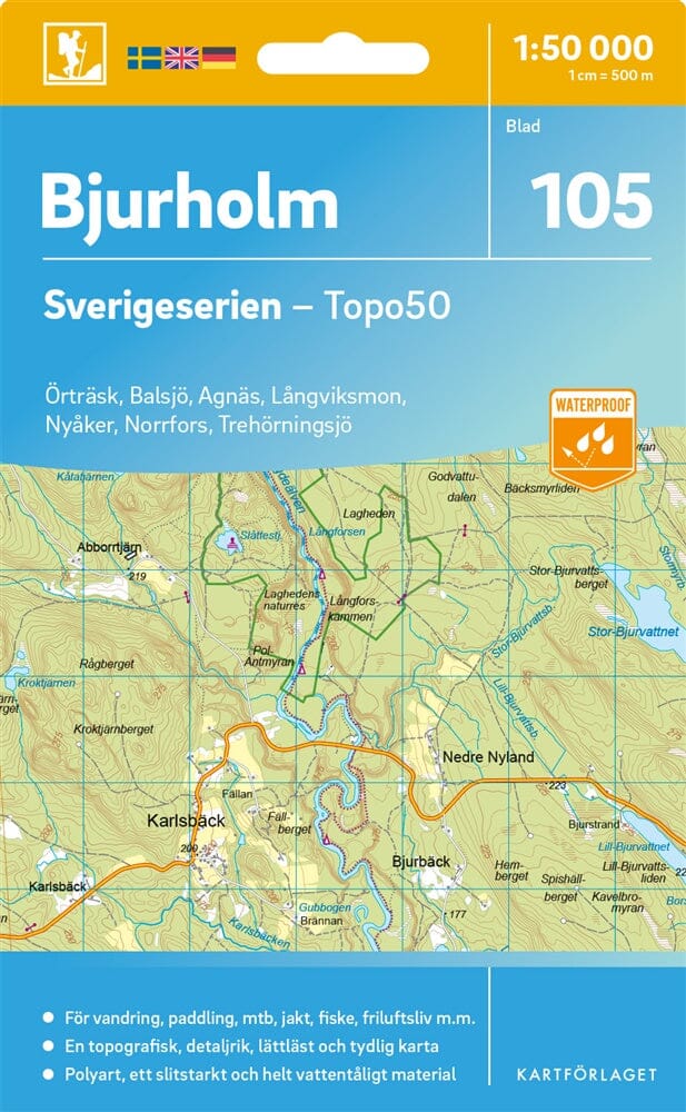 Carte topographique n° 105 - Bjurholm (Suède) | Norstedts - Sverigeserien carte de randonnée Norstedts