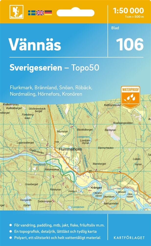 Carte topographique n° 106 - Vännäs (Suède) | Norstedts - Sverigeserien carte de randonnée Norstedts