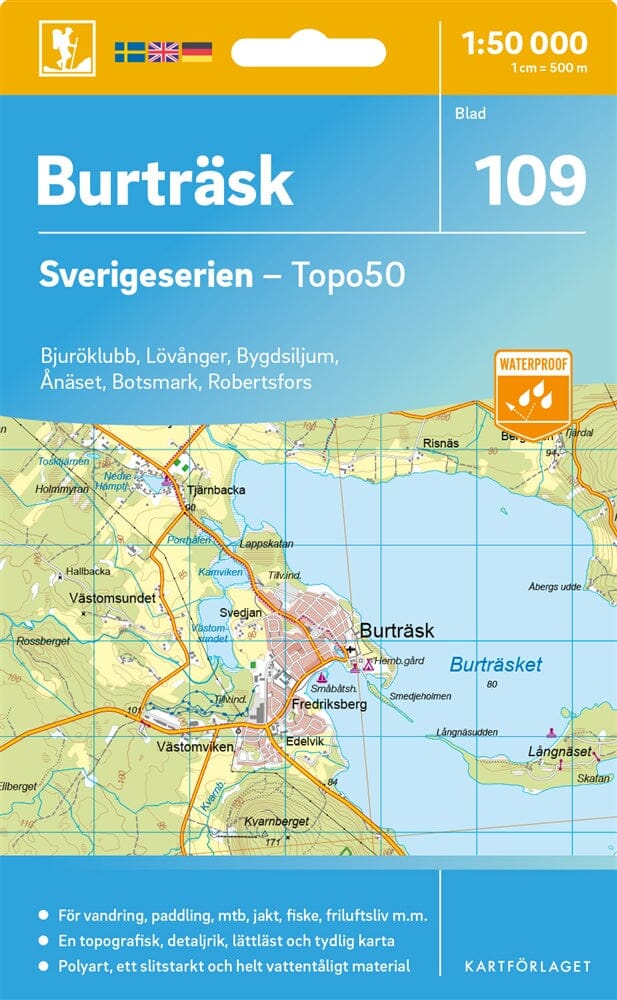 Carte topographique n° 109 - Burträsk (Suède) | Norstedts - Sverigeserien carte de randonnée Norstedts