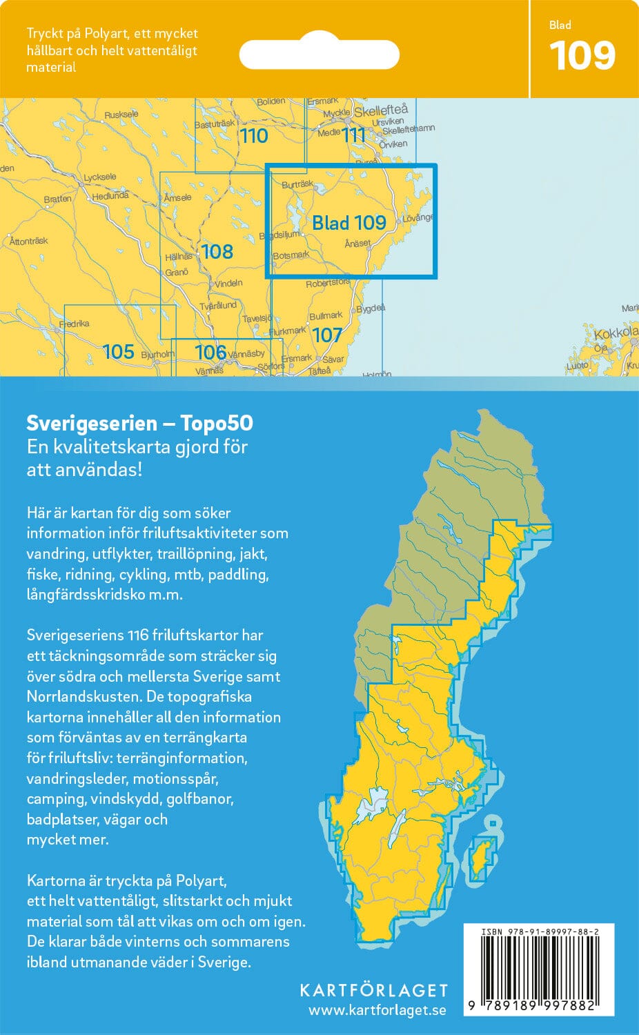 Carte topographique n° 109 - Burträsk (Suède) | Norstedts - Sverigeserien carte de randonnée Norstedts
