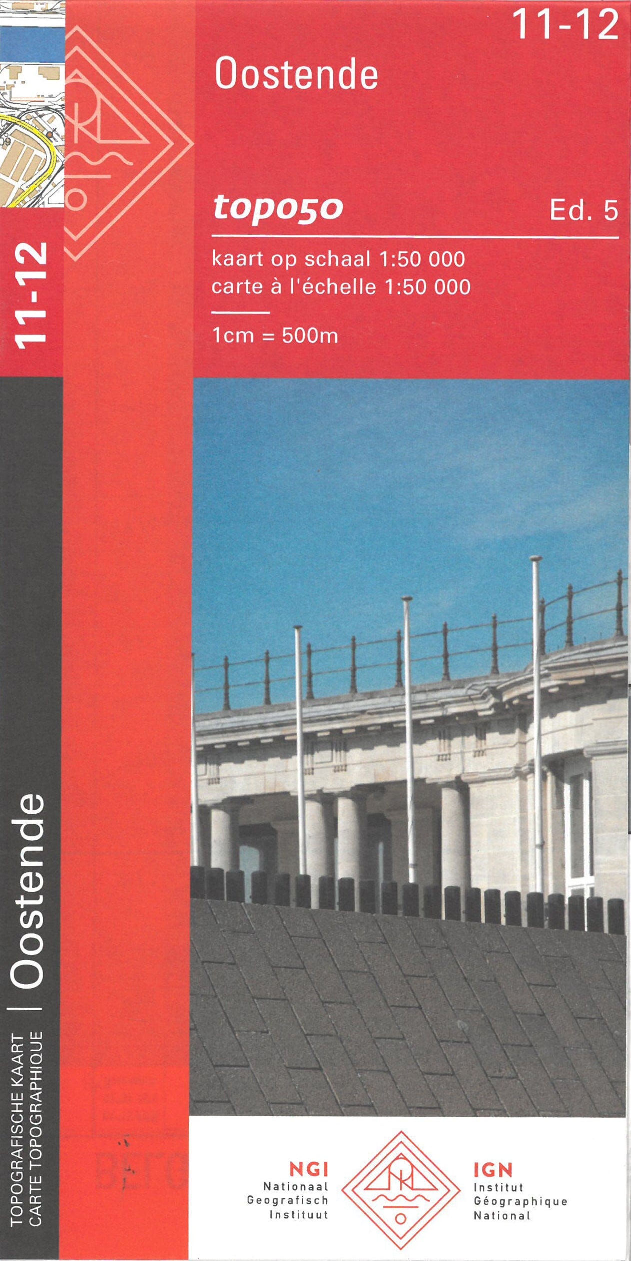Carte topographique n° 11-12 - Oostende (Belgique) | NGI - 1/50 000 carte de randonnée IGN Belgique