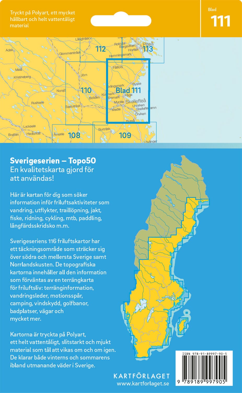 Carte topographique n° 111 - Skellefteå (Suède) | Norstedts - Sverigeserien carte de randonnée Norstedts