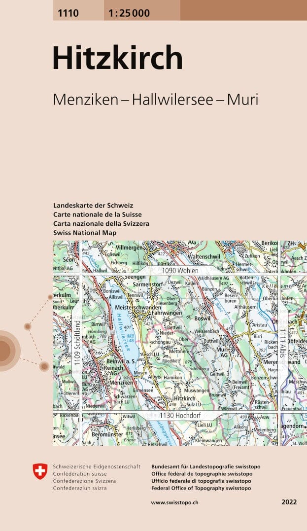 Carte topographique n° 1110 - Hitzkirch (Suisse) | Swisstopo - 1/25 000 carte de randonnée Swisstopo 