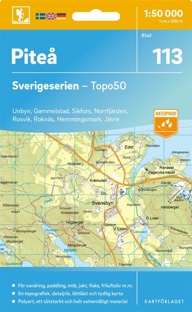 Carte topographique n° 113 - Piteå (Suède) | Norstedts - Sverigeserien carte de randonnée Norstedts