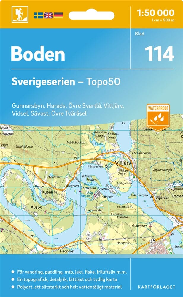 Carte topographique n° 114 - Boden (Suède) | Norstedts - Sverigeserien carte de randonnée Norstedts