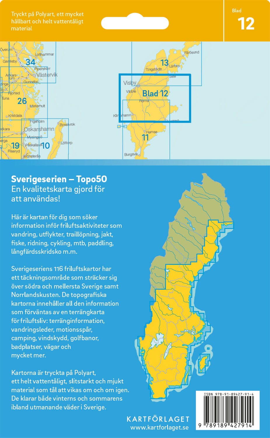 Carte topographique n° 12 - Mellersta Gotland (Suède) | Norstedts - Sverigeserien carte de randonnée Norstedts
