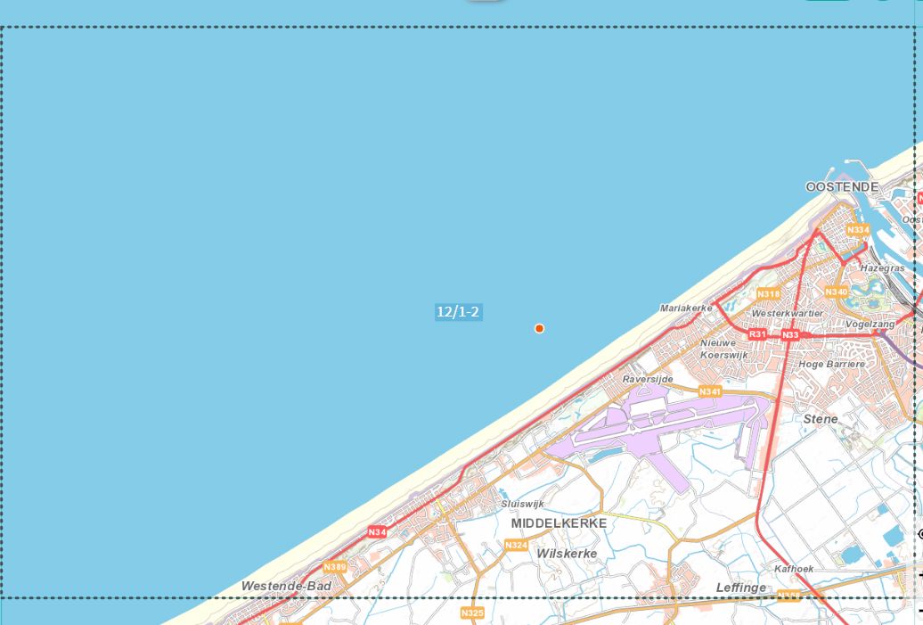 Carte topographique n° 12/1-2 - Oostende (Belgique) | NGI topo 25 carte de randonnée IGN Belgique 