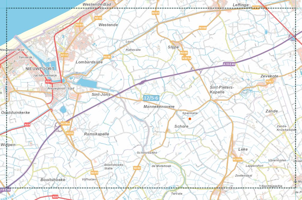 Carte topographique n° 12/5-6 - Nieuwpoort (Belgique) | NGI topo 25 carte de randonnée IGN Belgique 