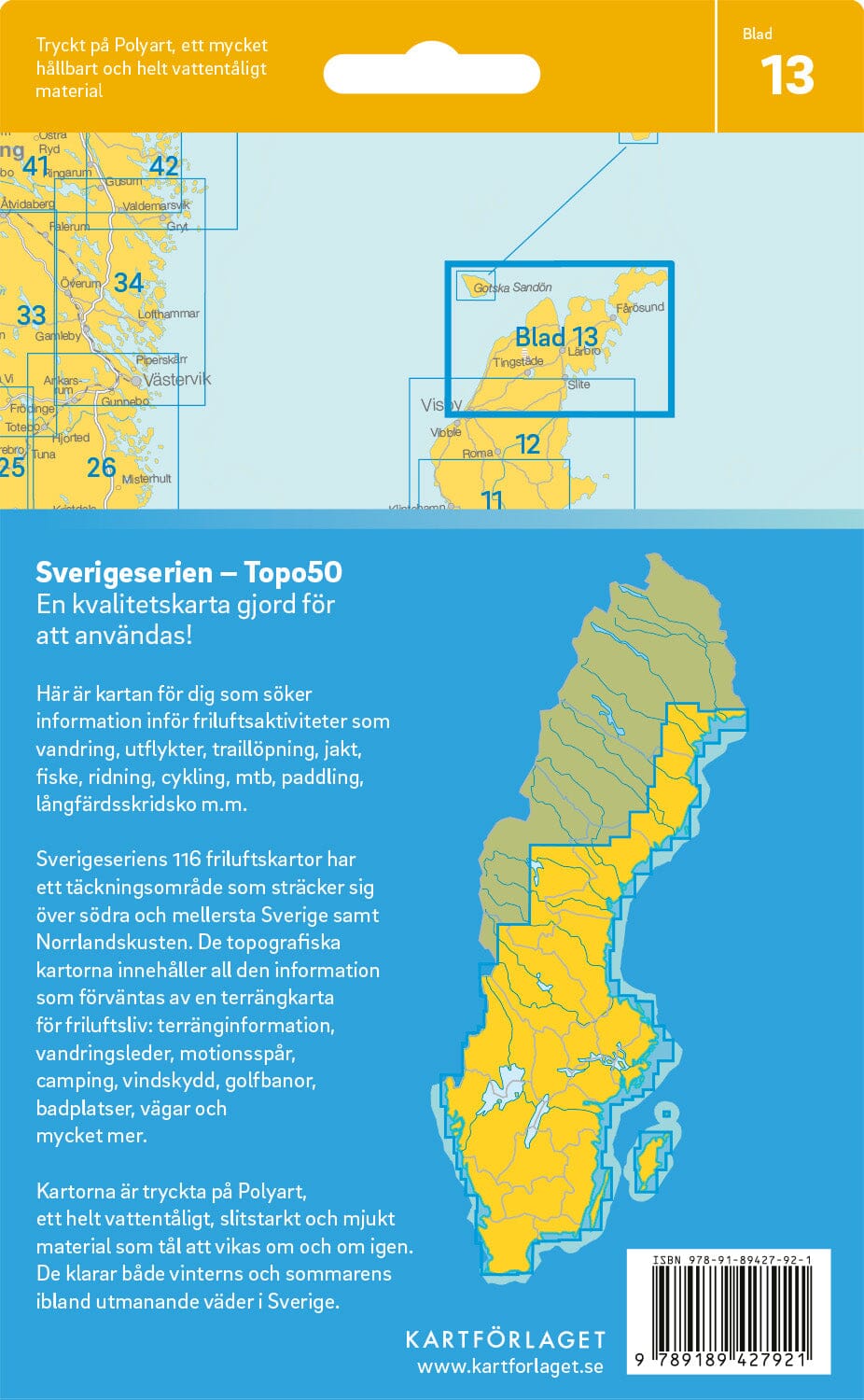Carte topographique n° 13 - Norra Gotland (Suède) | Norstedts - Sverigeserien carte de randonnée Norstedts