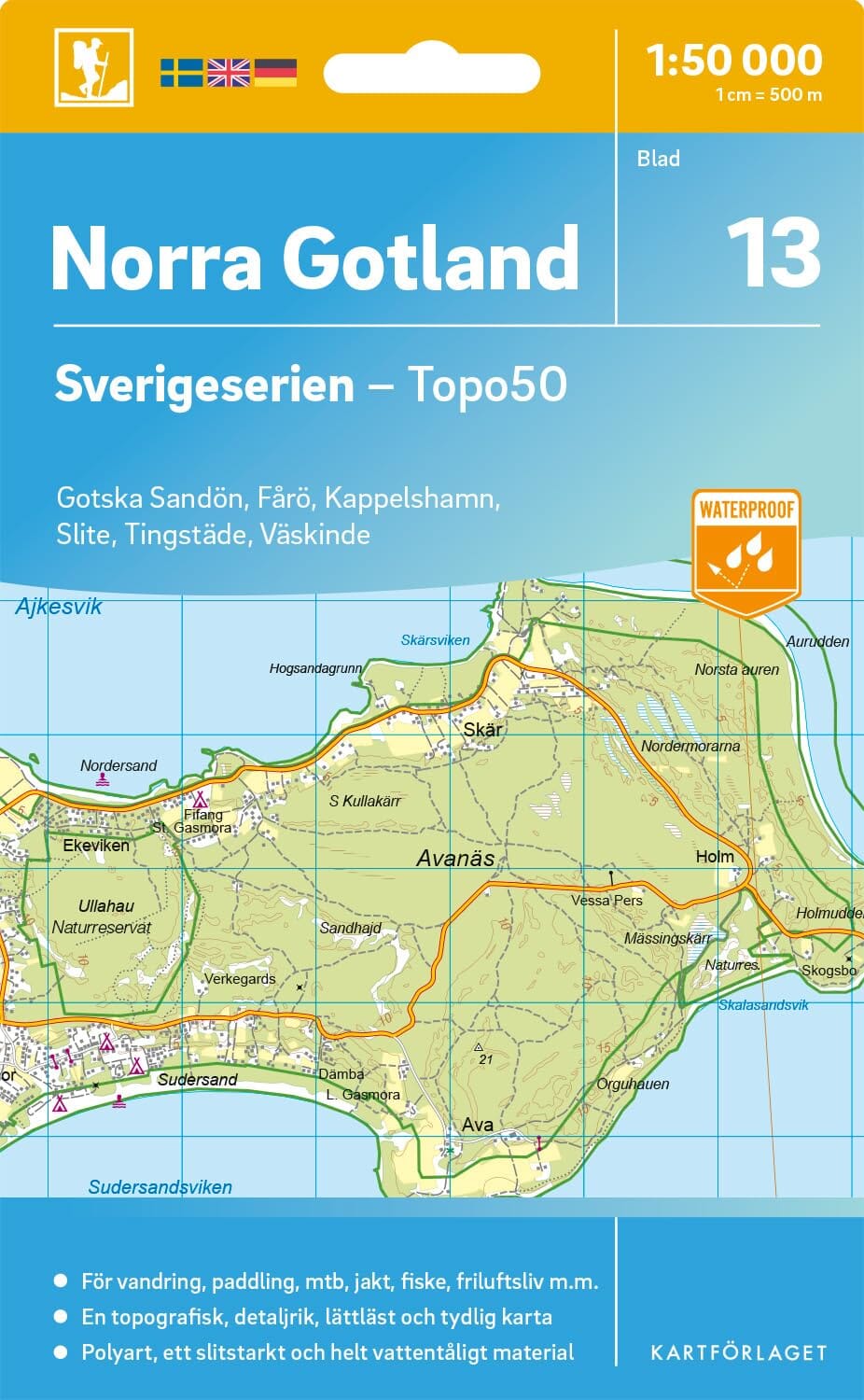 Carte topographique n° 13 - Norra Gotland (Suède) | Norstedts - Sverigeserien carte de randonnée Norstedts