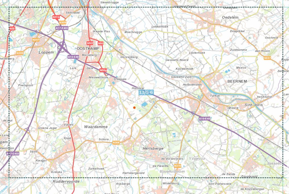 Carte topographique n° 13/5-6 - Oostkamp (Belgique) | NGI topo 25 carte de randonnée IGN Belgique 
