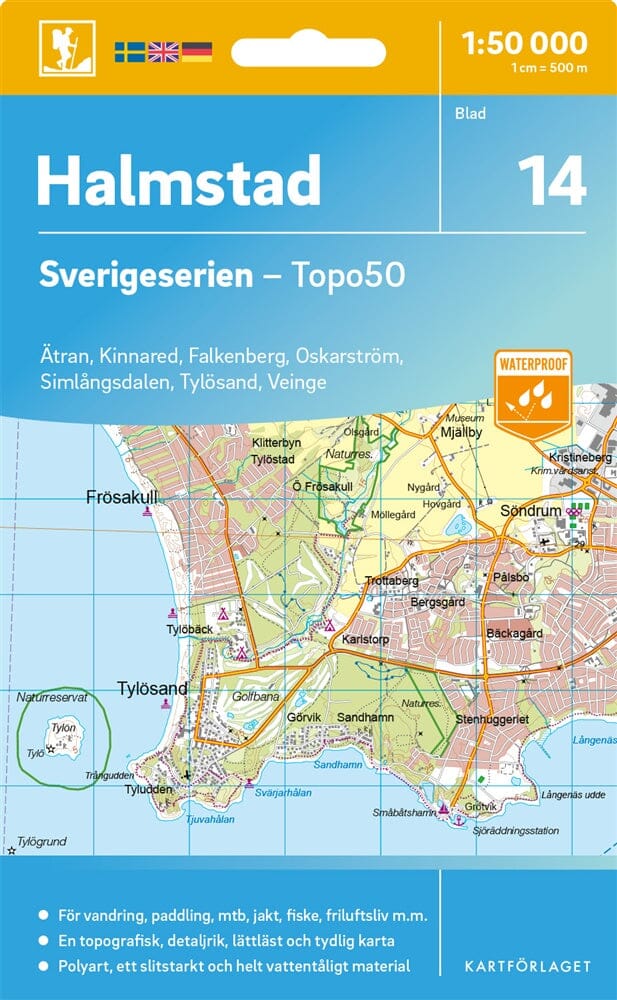 Carte topographique n° 14 - Halmstad (Suède) | Norstedts - Sverigeserien carte de randonnée Norstedts