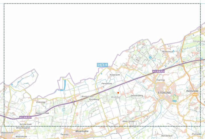 Carte topographique n° 14/3-4 - Stekene (Belgique) | NGI topo 25 carte de randonnée IGN Belgique 