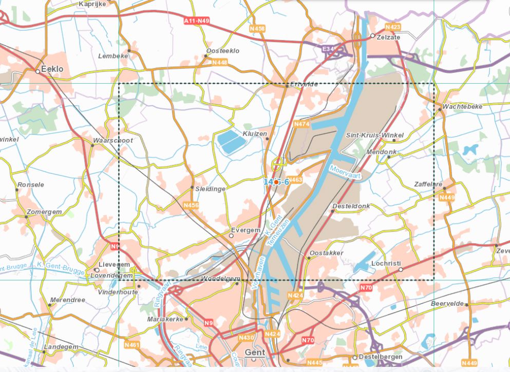 Carte topographique n° 14/5-6 - Evergem (Belgique) | NGI topo 25 carte de randonnée IGN Belgique 