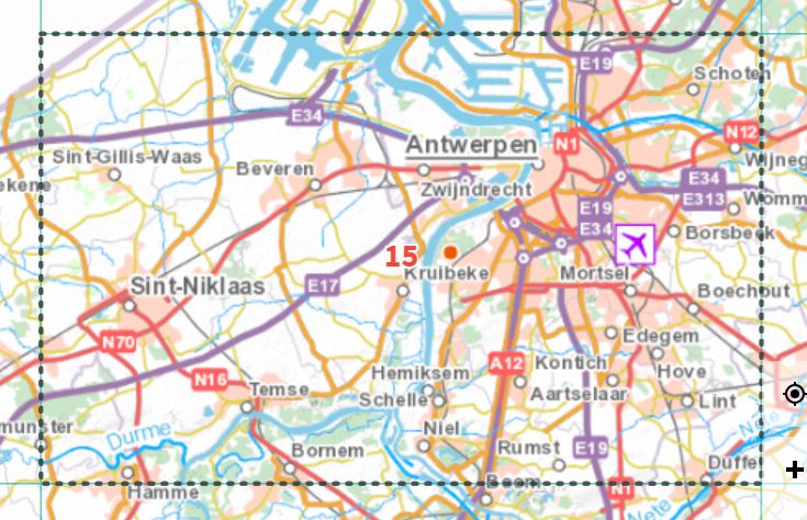 Carte topographique n° 15 - Anvers (Belgique) | NGI - 1/50 000 carte de randonnée IGN Belgique