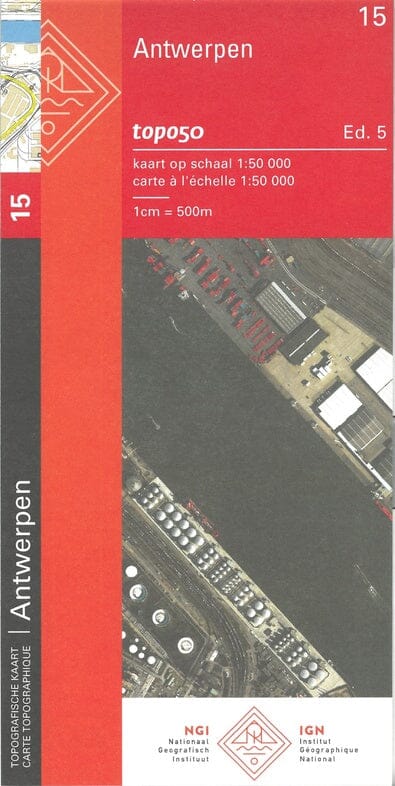 Carte topographique n° 15 - Anvers (Belgique) | NGI - 1/50 000 carte de randonnée IGN Belgique