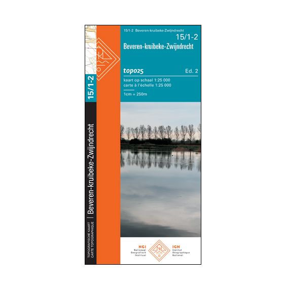 Carte topographique n° 15/1-2 - Beveren (Belgique) | NGI topo 25 carte de randonnée IGN Belgique 