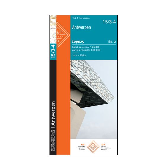 Carte topographique n° 15/3-4 - Antwerpen (Belgique) | NGI topo 25 carte de randonnée IGN Belgique 