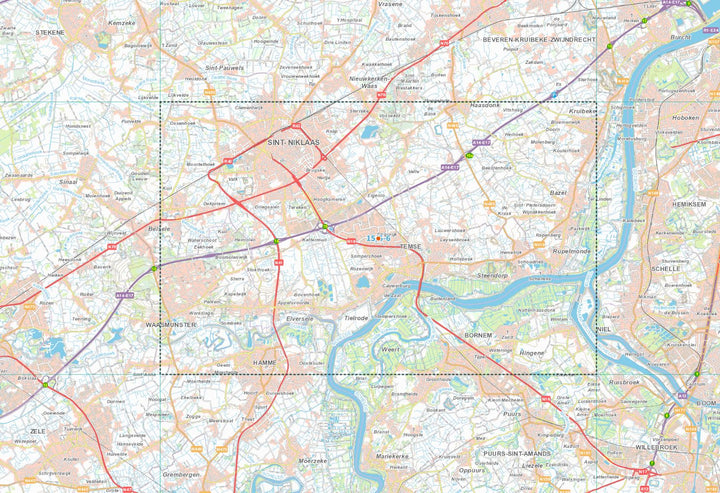 Carte topographique n° 15/5-6 - St-Niklaas (Belgique) | NGI topo 25 carte de randonnée IGN Belgique 