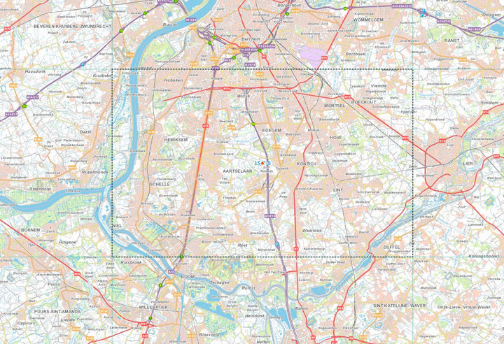 Carte topographique n° 15/7-8 - Kontich (Belgique) | NGI topo 25 carte de randonnée IGN Belgique 