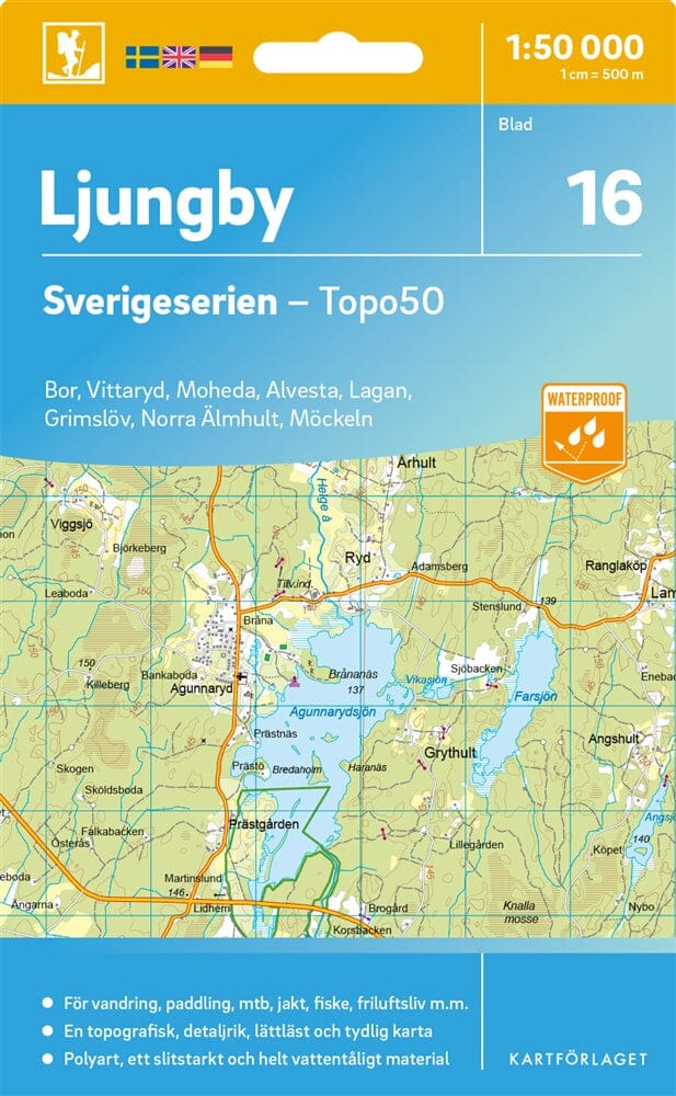Carte topographique n° 16 - Ljungby (Suède) | Norstedts - Sverigeserien carte de randonnée Norstedts