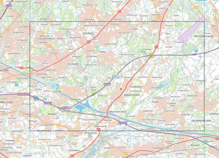 Carte topographique n° 16/1-2 - Zandhoven (Belgique) | NGI topo 25 carte de randonnée IGN Belgique 