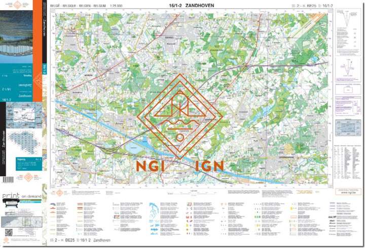 Carte topographique n° 16/1-2 - Zandhoven (Belgique) | NGI topo 25 carte de randonnée IGN Belgique 