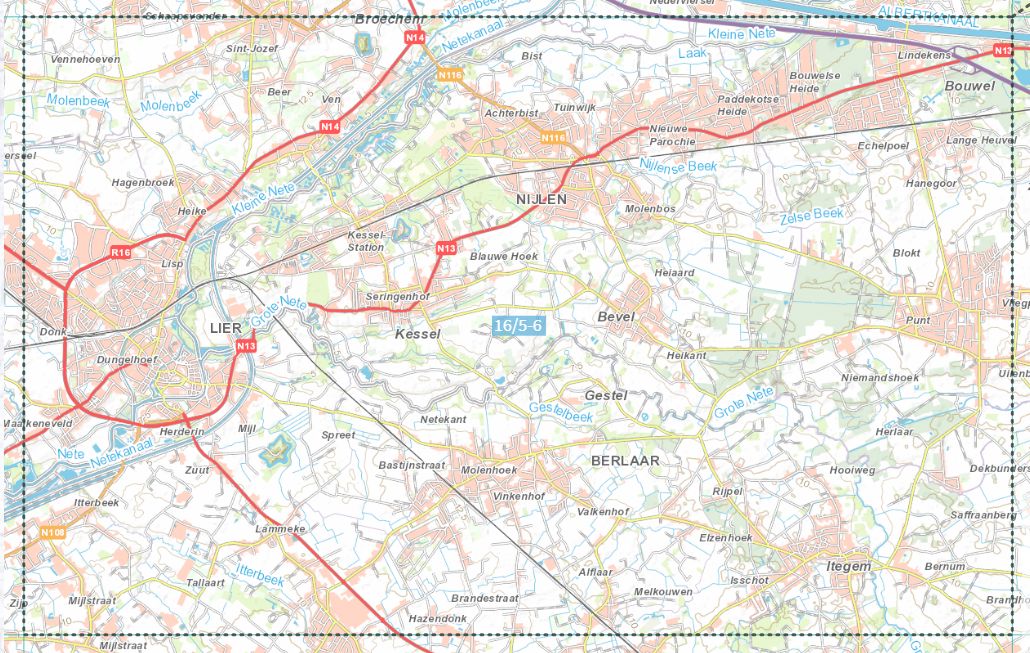 Carte topographique n° 16/5-6 - Lier (Belgique) | NGI topo 25 carte de randonnée IGN Belgique 