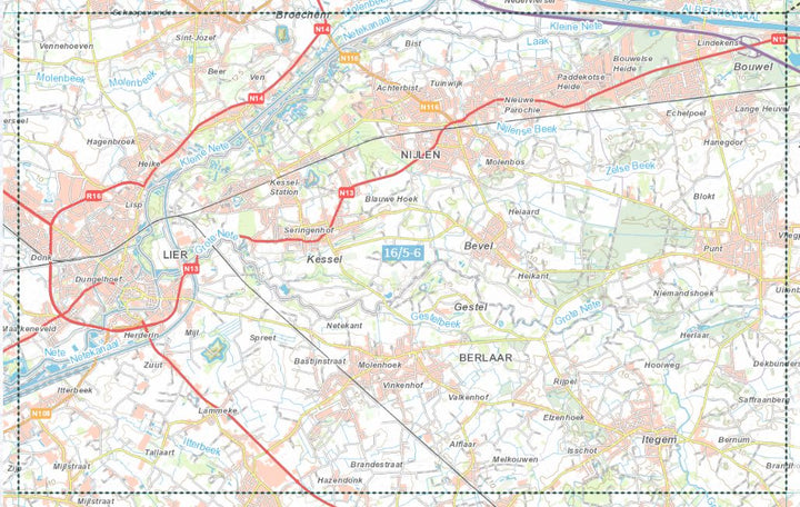 Carte topographique n° 16/5-6 - Lier (Belgique) | NGI topo 25 carte de randonnée IGN Belgique 
