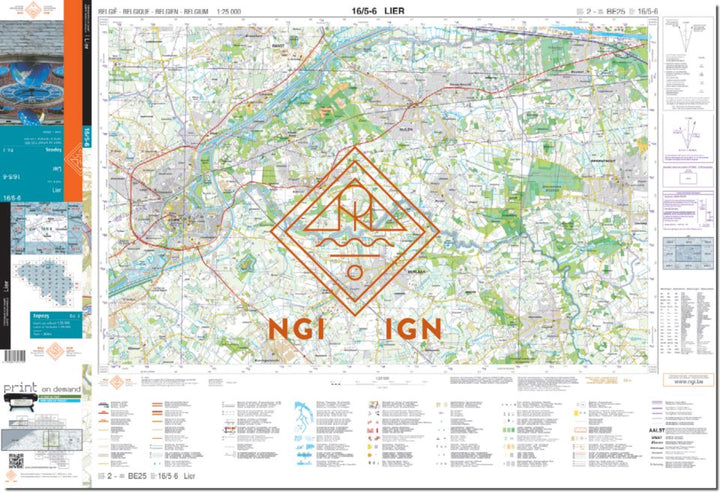 Carte topographique n° 16/5-6 - Lier (Belgique) | NGI topo 25 carte de randonnée IGN Belgique 