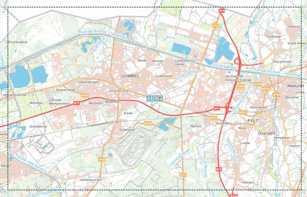 Carte topographique n° 17/3-4 - Lommel (Belgique) | NGI topo 25 carte de randonnée IGN Belgique 