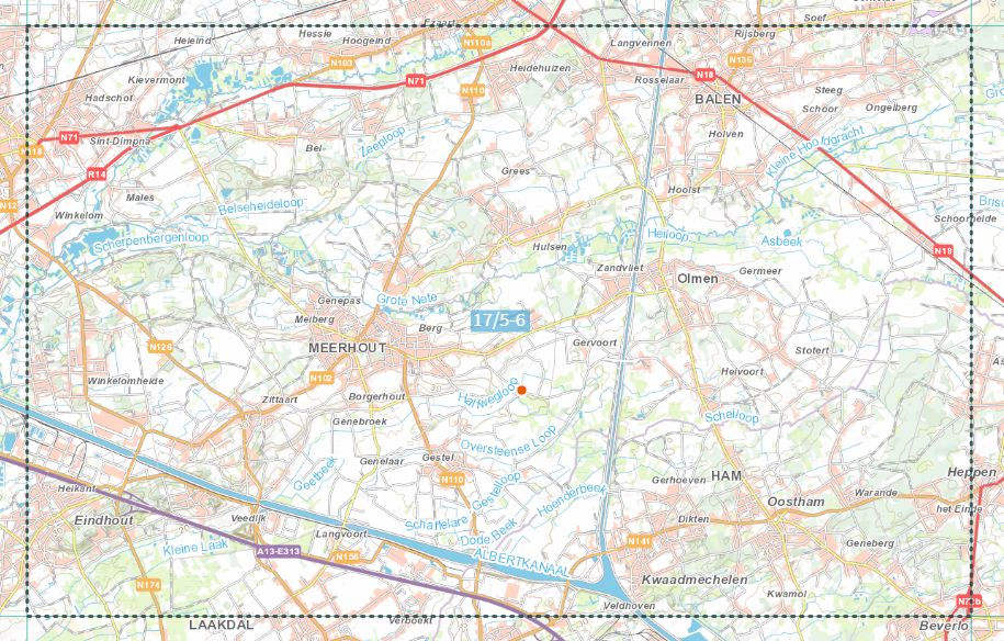 Carte topographique n° 17/5-6 - Balen (Belgique) | NGI topo 25 carte de randonnée IGN Belgique 