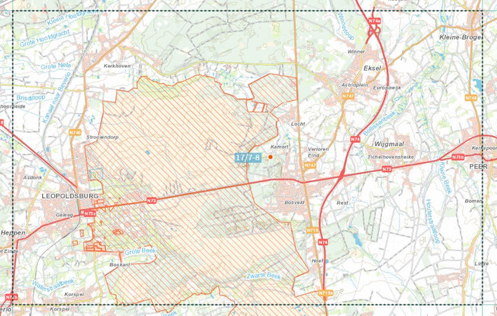 Carte topographique n° 17/7-8 - Hechtel-Eksel (Belgique) | NGI topo 25 carte de randonnée IGN Belgique 