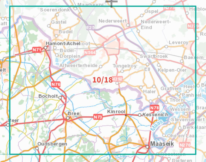 Carte topographique n° 18-10 - Maaseik (Belgique) | NGI - 1/50 000 carte de randonnée IGN Belgique 