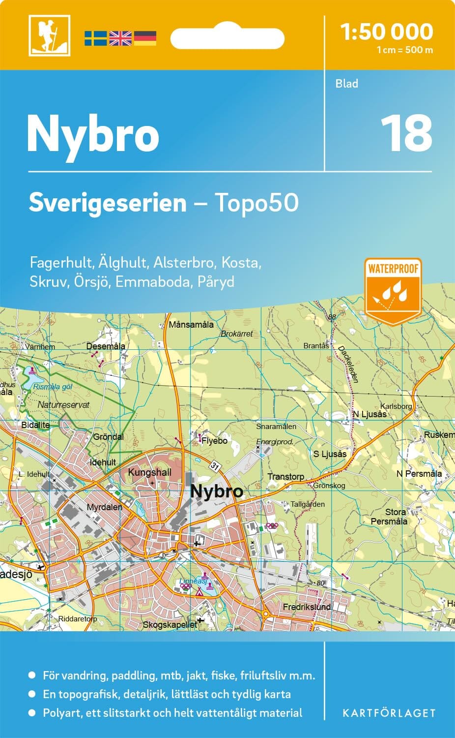 Carte topographique n° 18 - Nybro (Suède) | Norstedts - Sverigeserien carte de randonnée Norstedts