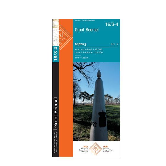 Carte topographique n° 18/3-4 - Groot-Beersel (Belgique) | NGI topo 25 carte de randonnée IGN Belgique 