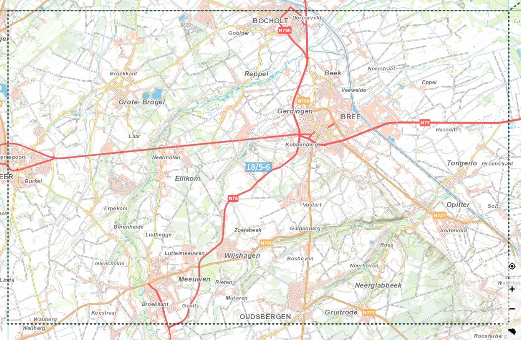 Carte topographique n° 18/5-6 - Bree (Belgique) | NGI topo 25 carte de randonnée IGN Belgique 