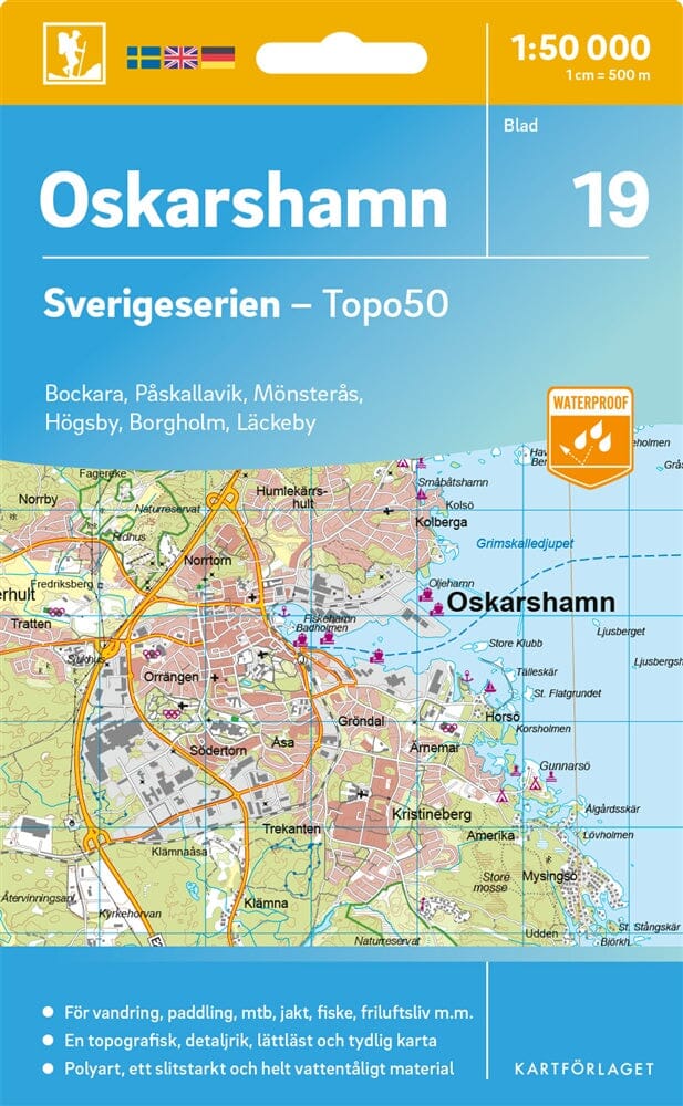 Carte topographique n° 19 - Oskarshamn (Suède) | Norstedts - Sverigeserien carte de randonnée Norstedts