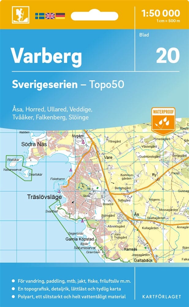 Carte topographique n° 20 - Varberg (Suède) | Norstedts - Sverigeserien carte de randonnée Norstedts