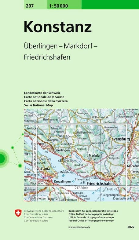 Carte topographique n° 207 - Konstanz (Allemagne) | Swisstopo - 1/50 000 carte de randonnée Swisstopo