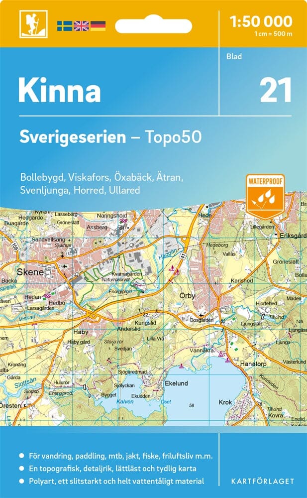 Carte topographique n° 21 - Kinna (Suède) | Norstedts - Sverigeserien carte de randonnée Norstedts