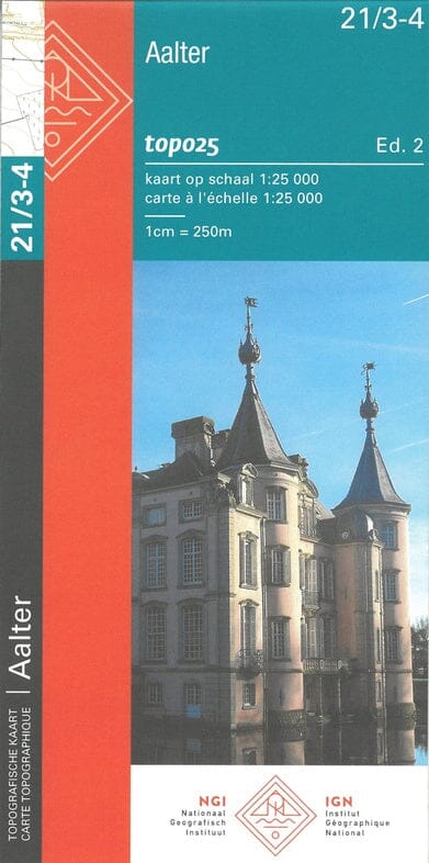 Carte topographique n° 21/3-4 - Aalter (Belgique) | NGI topo 25 carte de randonnée IGN Belgique