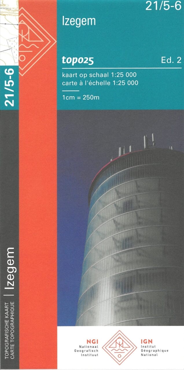Carte topographique n° 21/5-6 - Izegem (Belgique) | NGI topo 25 carte pliée IGN Belgique 