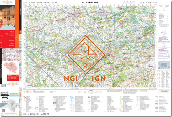 Carte topographique n° 24 - Aarschot (Belgique) | NGI - 1/50 000 carte de randonnée IGN Belgique 