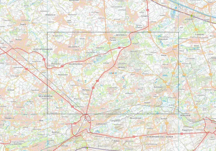 Carte topographique n° 24/3-4 - Herselt (Belgique) | NGI topo 25 carte de randonnée IGN Belgique 