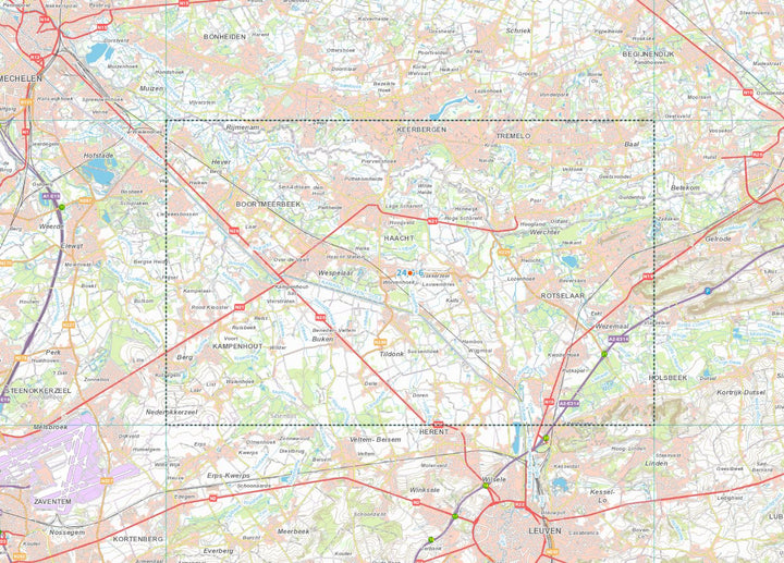 Carte topographique n° 24/5-6 - Haacht (Belgique) | NGI topo 25 carte de randonnée IGN Belgique 