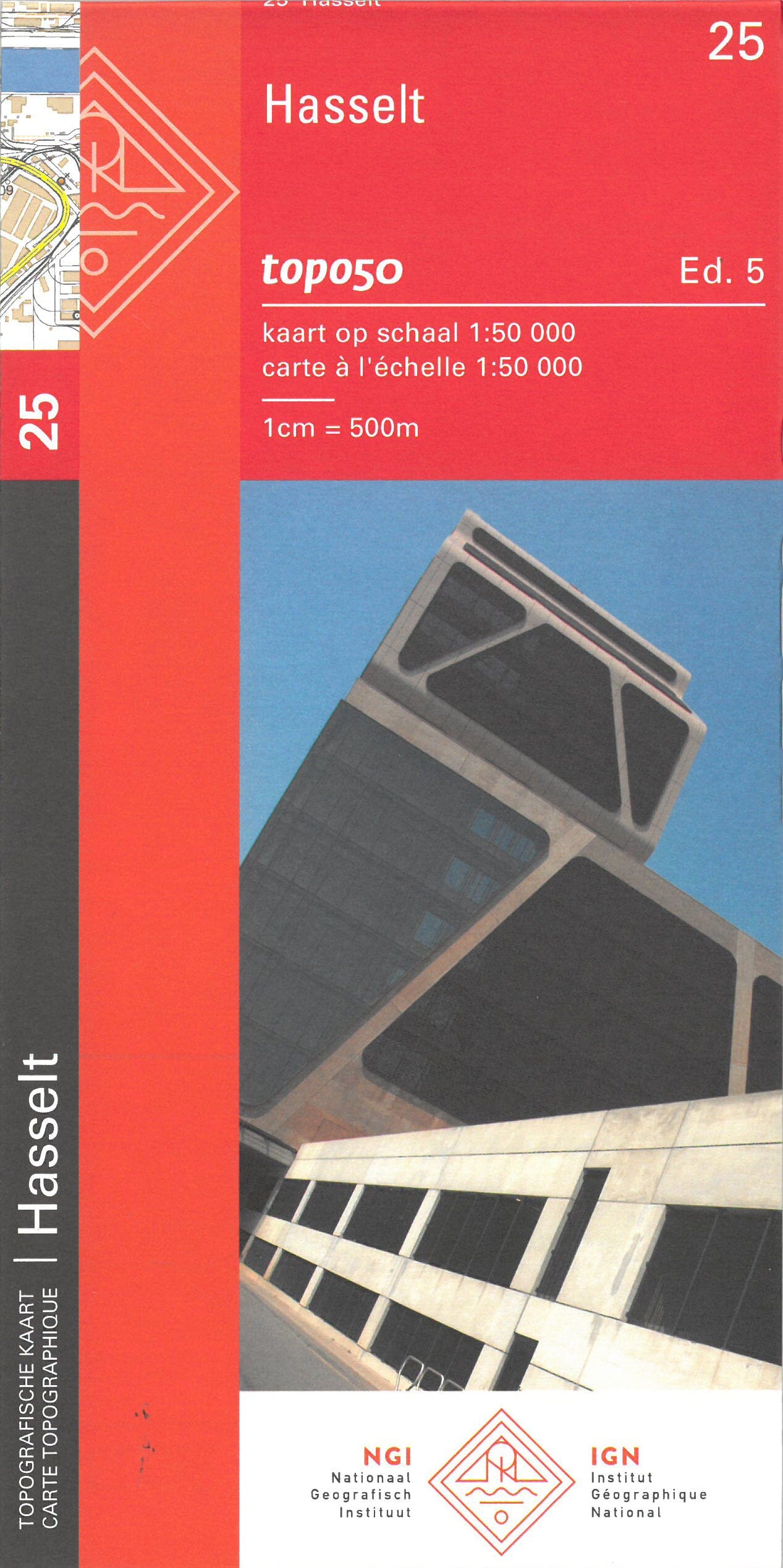 Carte topographique n° 25 - Hasselt (Belgique) | NGI - 1/50 000 carte de randonnée IGN Belgique