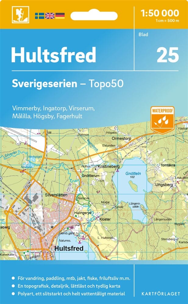 Carte topographique n° 25 - Hultsfred (Suède) | Norstedts - Sverigeserien carte de randonnée Norstedts