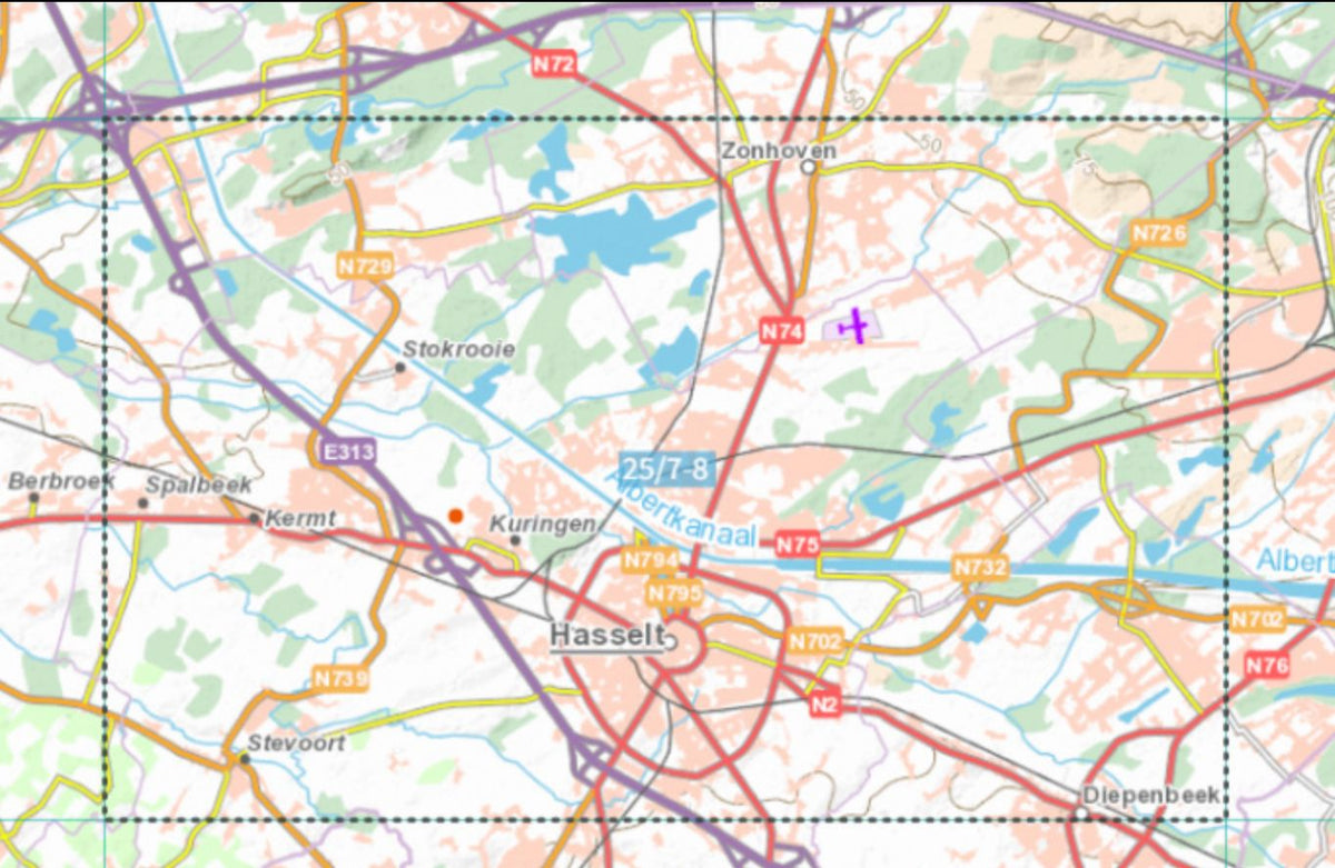 Carte topographique n° 25/7-8 - Hasselt (Belgique) | NGI topo 25 carte de randonnée IGN Belgique 