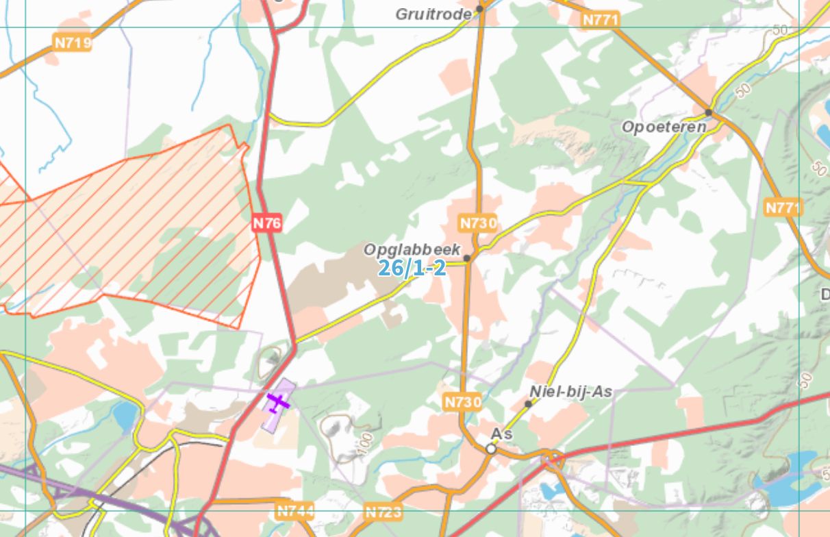 Carte topographique n° 26/1-2 - As (Belgique) | NGI topo 25 carte de randonnée IGN Belgique 